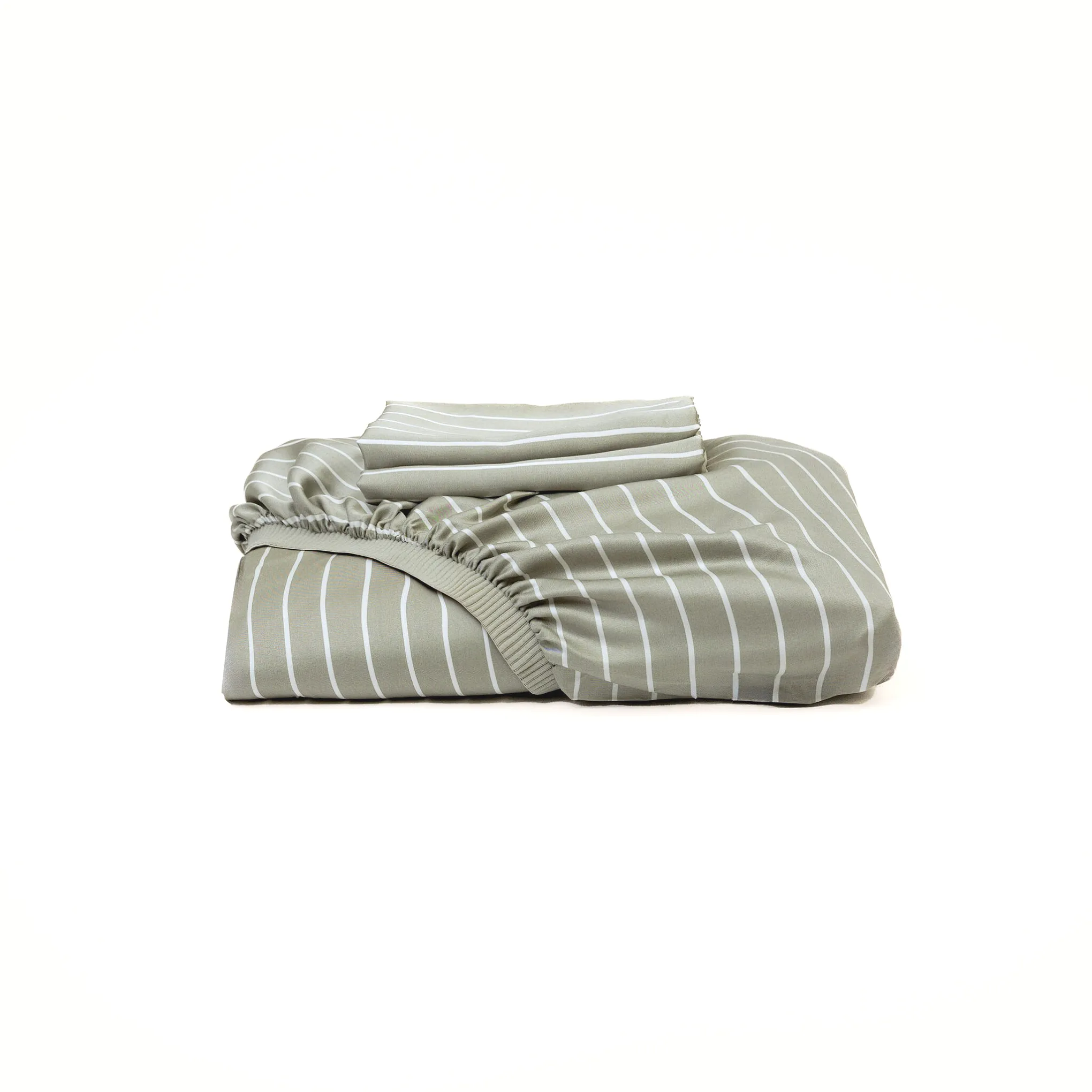 Bamboo Fitted Sheet & Pillowslips – Olive Stripe Bamboo Fitted Sheet & Pillowslips – Olive Stripe