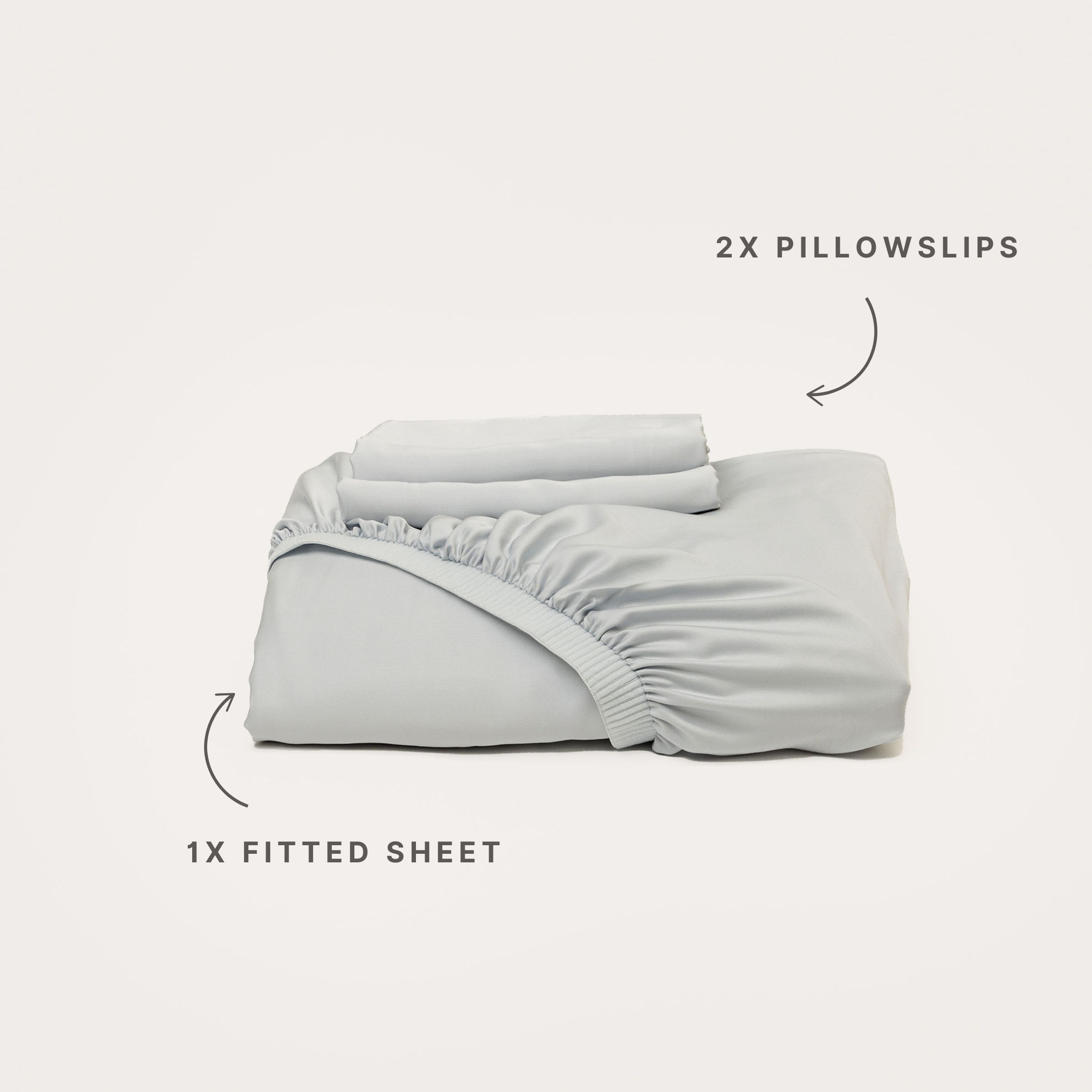 Bamboo Fitted Sheet & Pillowslips - Silver