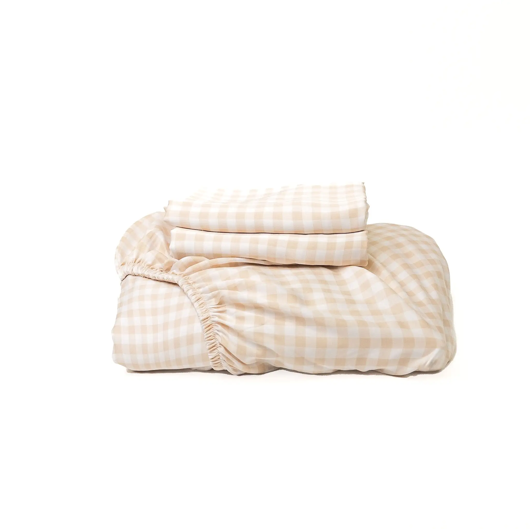 Bamboo Fitted Sheet & Pillowslips – Oat Gingham Bamboo Fitted Sheet & Pillowslips – Oat Gingham