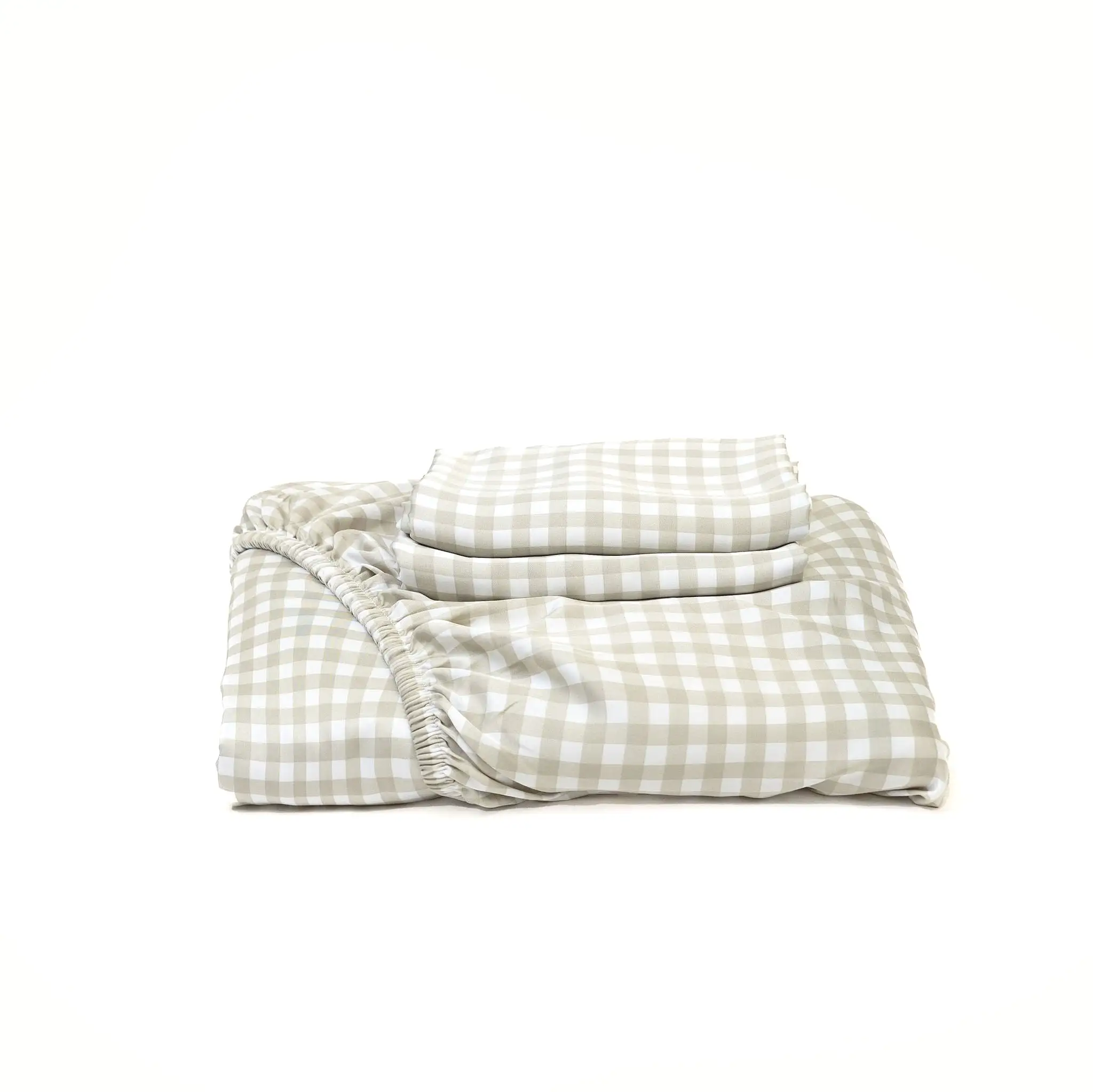 Bamboo Fitted Sheet & Pillowslips – Olive Gingham Bamboo Fitted Sheet & Pillowslips – Olive Gingham